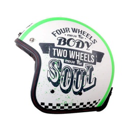 [HM00270027009] หมวกกันน็อค Vintage I Two Wheels ขาว-เขียว(ด้าน)