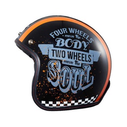 [HM0027051010] หมวกกันน็อค Vintage I Two Wheels ดำ-ส้ม