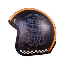 [HM0027045009] หมวกกันน็อค Vintage I Two Wheels ดำ-ส้ม(ด้าน)